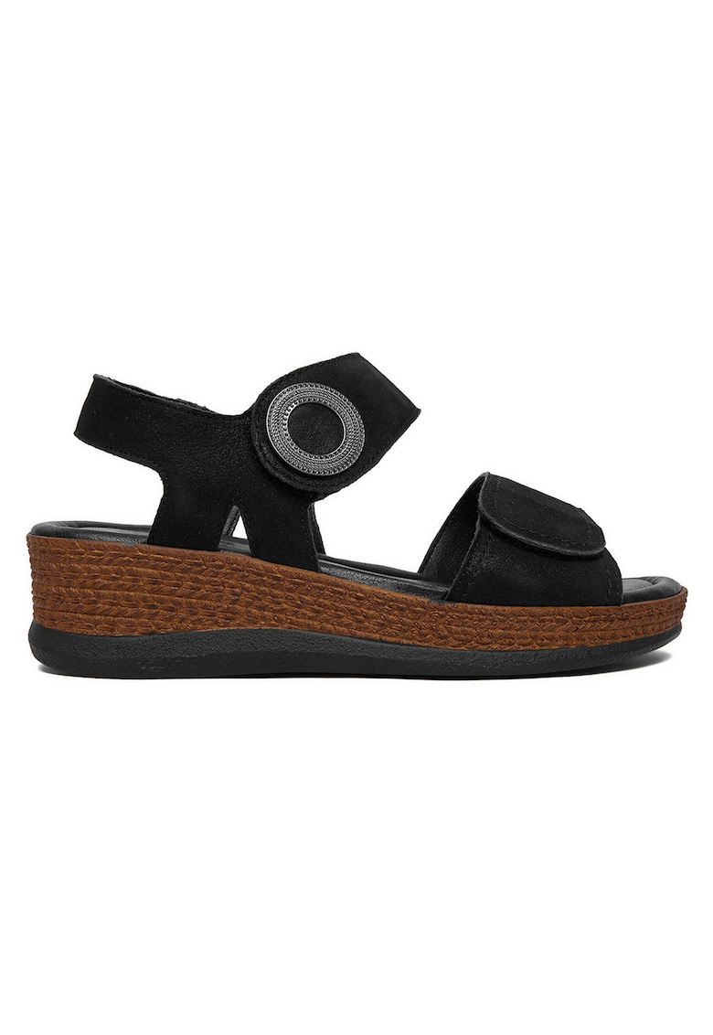 Sandale dama piele intoarsa - Negru