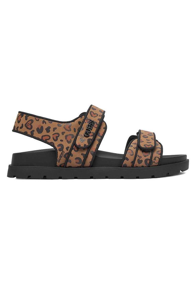 Sandale maro - textil - piele ecologica - sistem inchidere Velcro - Maro