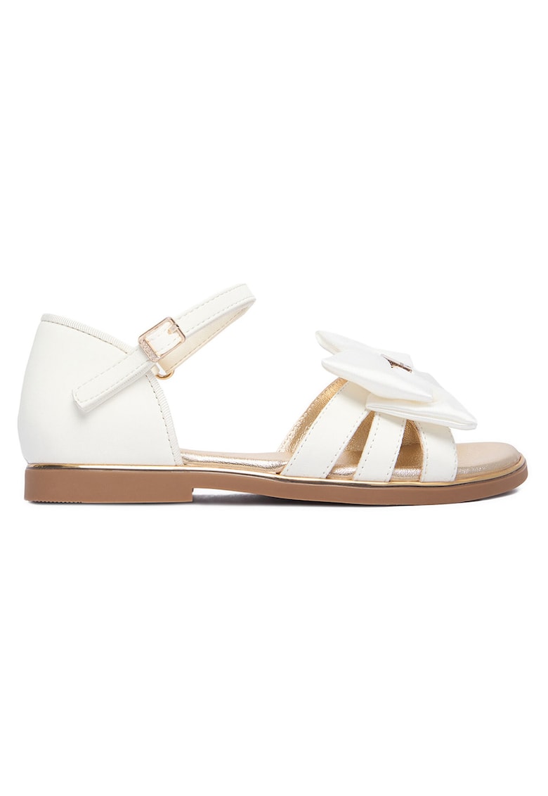 Sandale alb - piele ecologica - inchidere velcro - design cu fundita - Alb