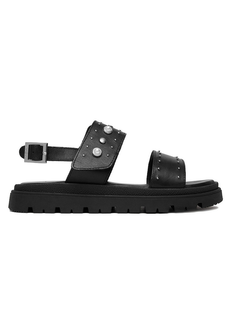 Sandale fete - piele naturala - catarama - negru - Negru
