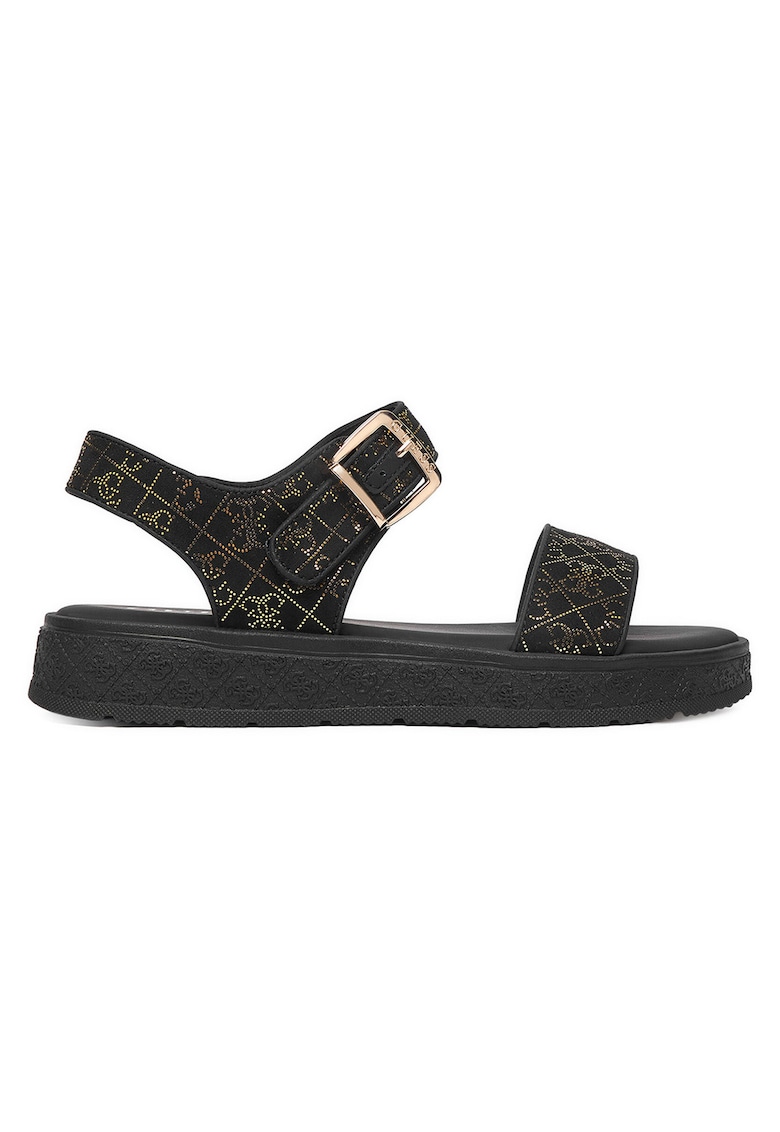 Sandale fete - negru - textil - piele ecologica