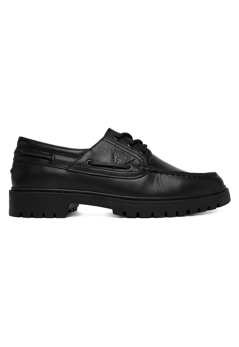 Pantofi barbati - piele naturala - negru - varf rotund - Negru