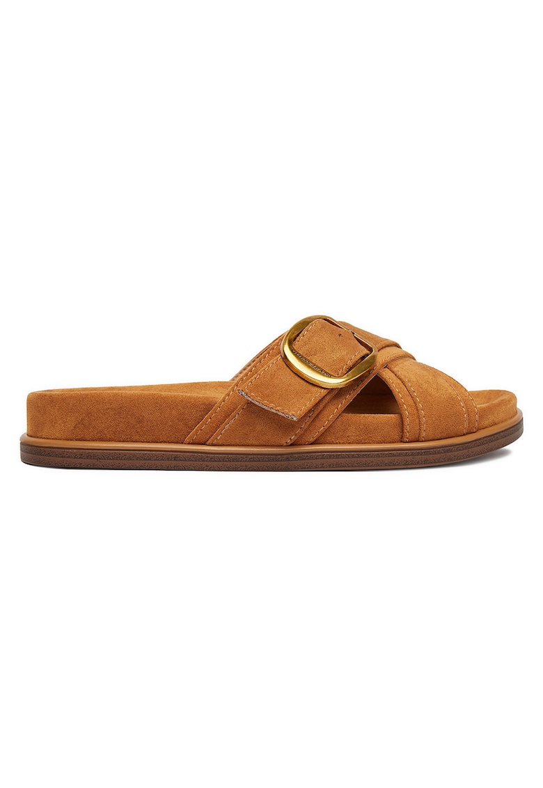 Papuci maro - textil - piele ecologica -