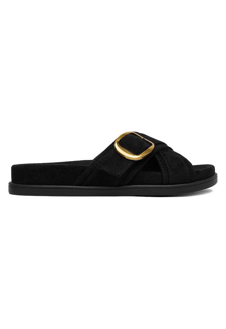 Papuci dama negru - imitatie piele intoarsa