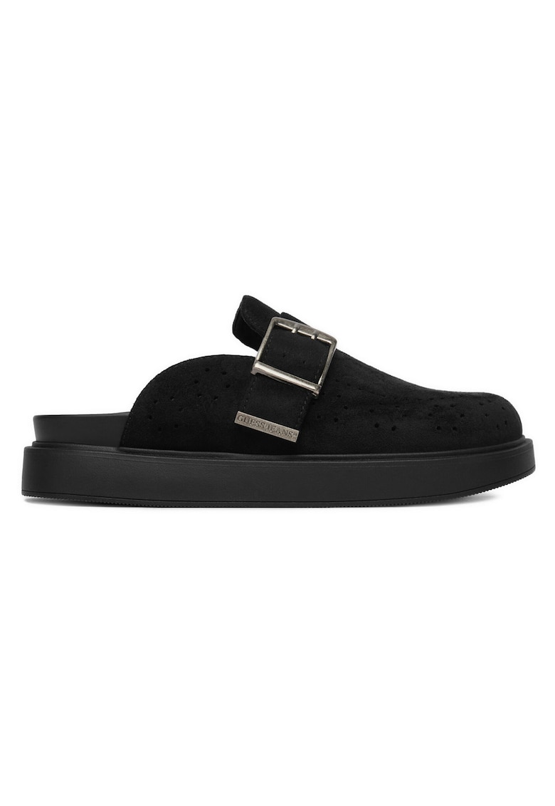Papuci negru - textil - piele ecologica