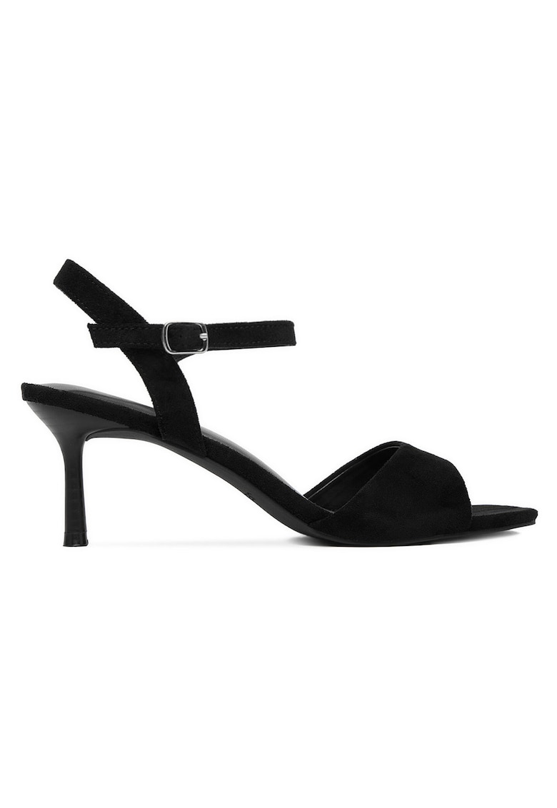 Sandale dama toc stiletto - cureaua cu catarama - Negru