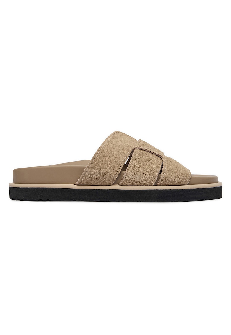 Slapi dama piele naturala - elegant - bej