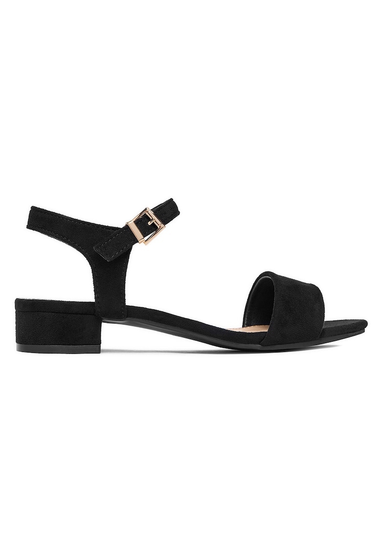 Sandale dama catarama - negru - piele ecologica -