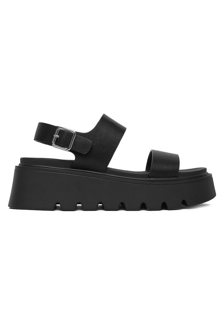 Sandale dama catarama - negru - piele ecologica -