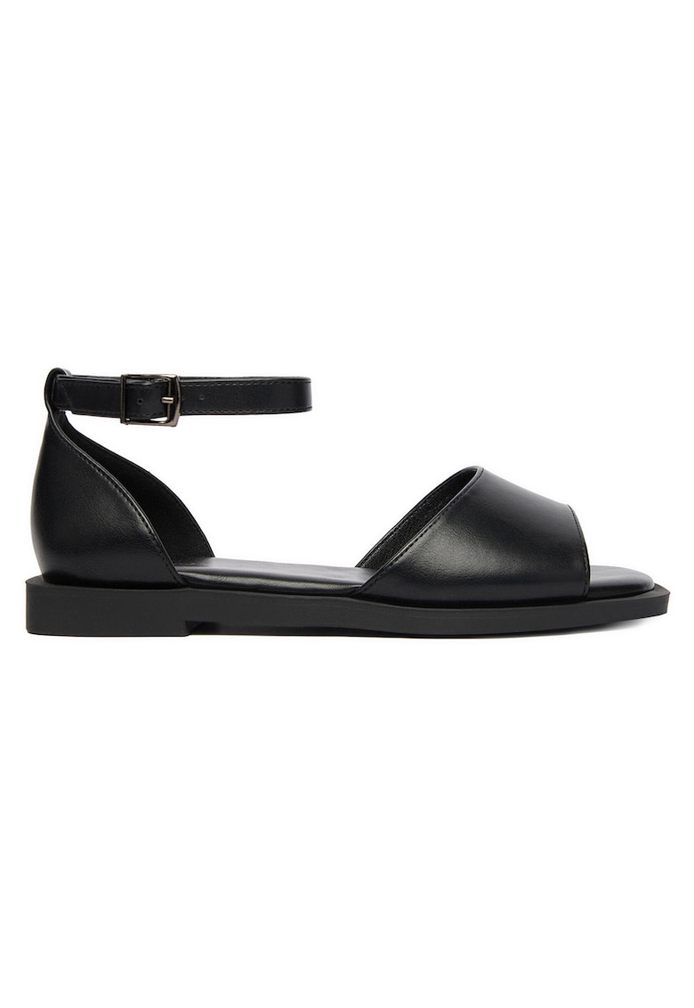 Sandale dama catarama - negru - piele ecologica -
