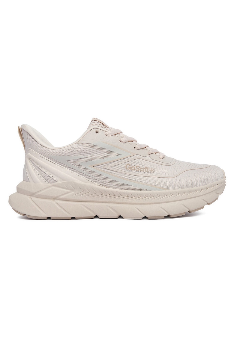 Pantofi sport dama bej - piele ecologica/sintetic - talpa groasa - sistem de inchidere cu siret