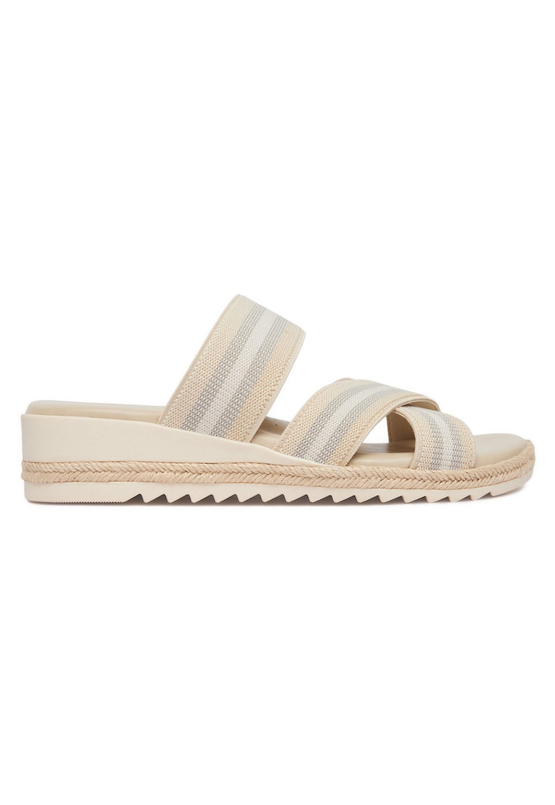 Papuci dama - textil - bej - piele ecologica