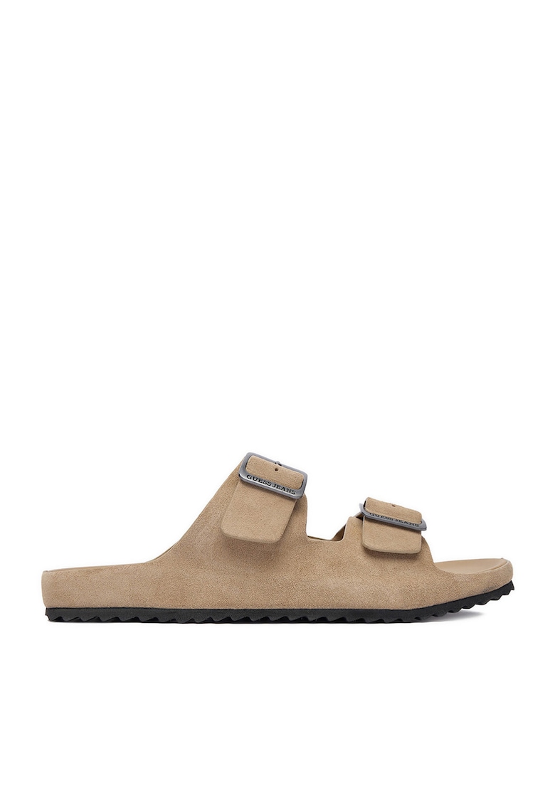 Papuci barbati piele intoarsa - confortabili - bej - Bej