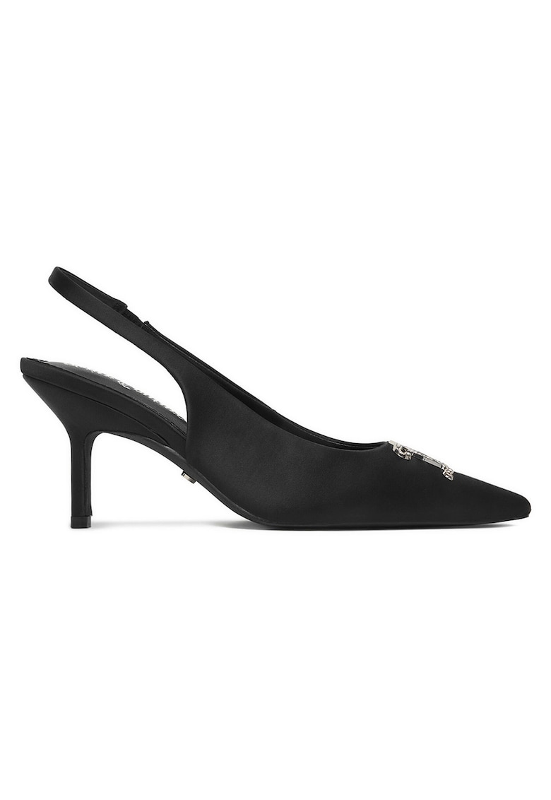 Pantofi dama - stiletto - toc subtire - negru - textil -