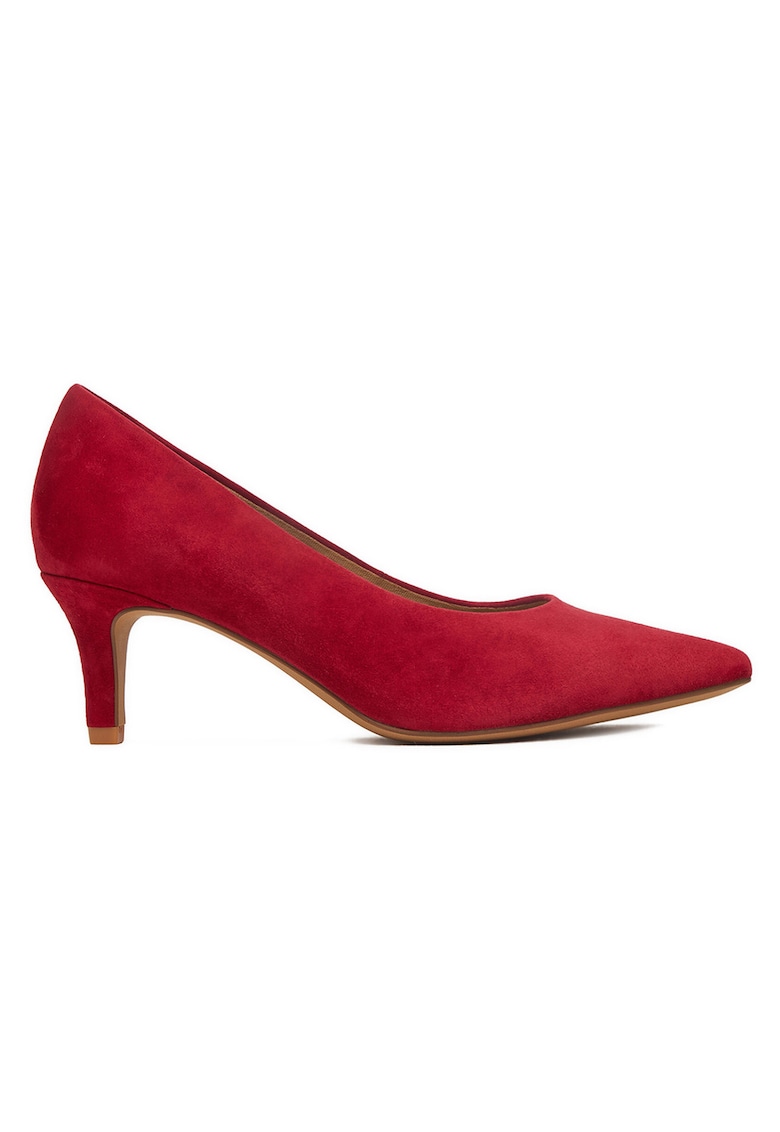 Pantofi dama piele intoarsa - Rosu