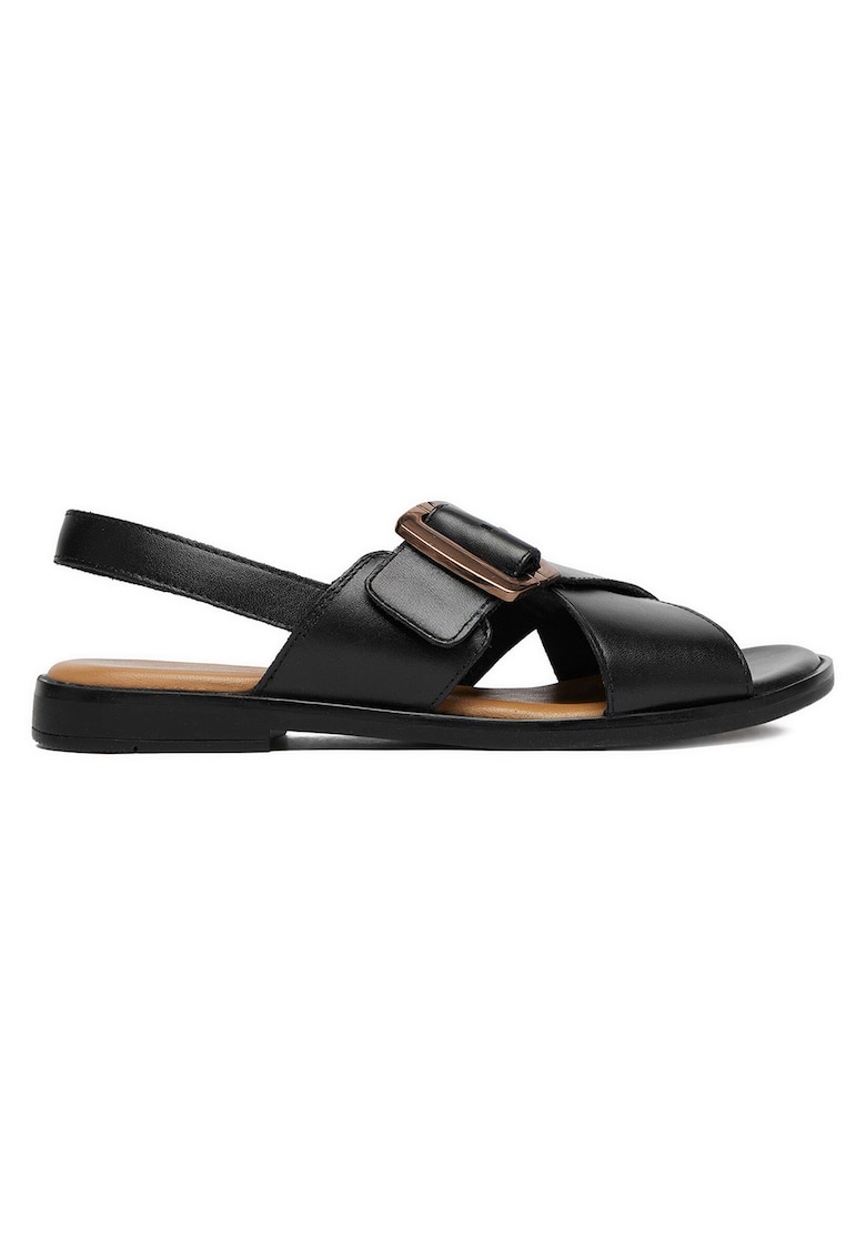 Sandale dama piele naturala - catarama decorativa - negru - Negru
