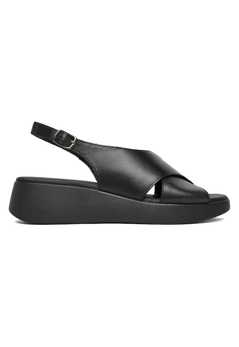 Sandale dama piele naturala - platforma tip pana - Negru