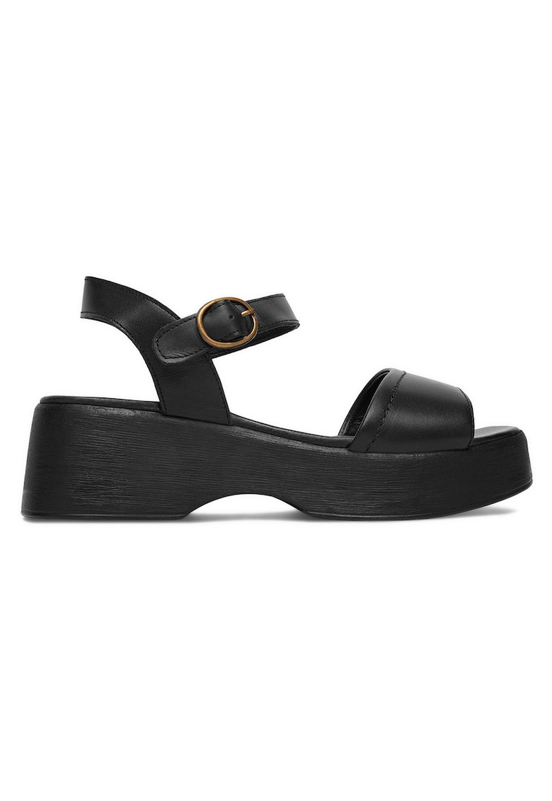 Sandale dama - piele naturala - catarama - negru -