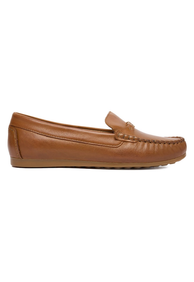 Mocasini dama - piele naturala - maro - varf rotund