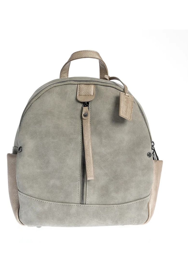 Rucsac casual gri cu fermoar frontal