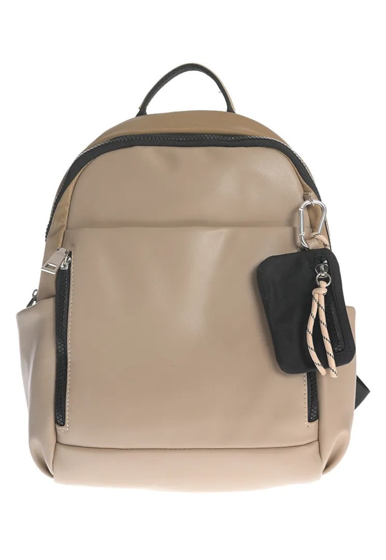 Rucsac bej minimalist cu accente negre