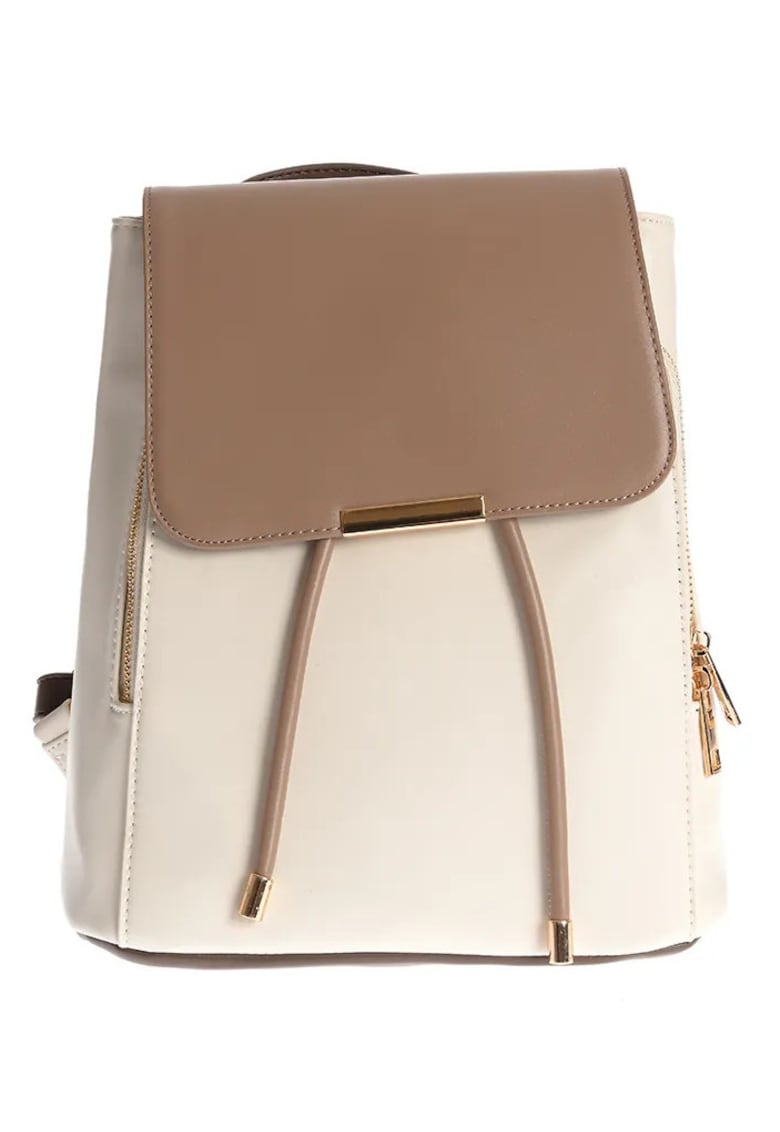 Rucsac elegant bicolor crem si maro cu design minimalist