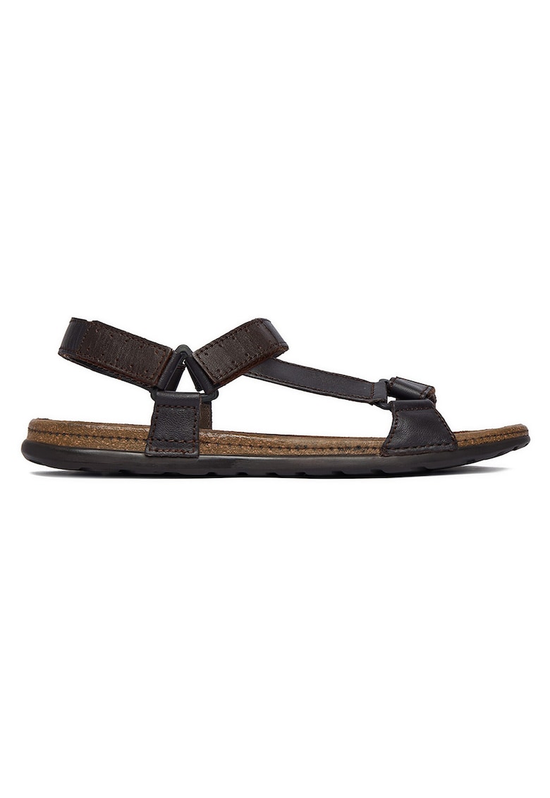 Sandale barbatesti - din piele naturala - velcro - maro