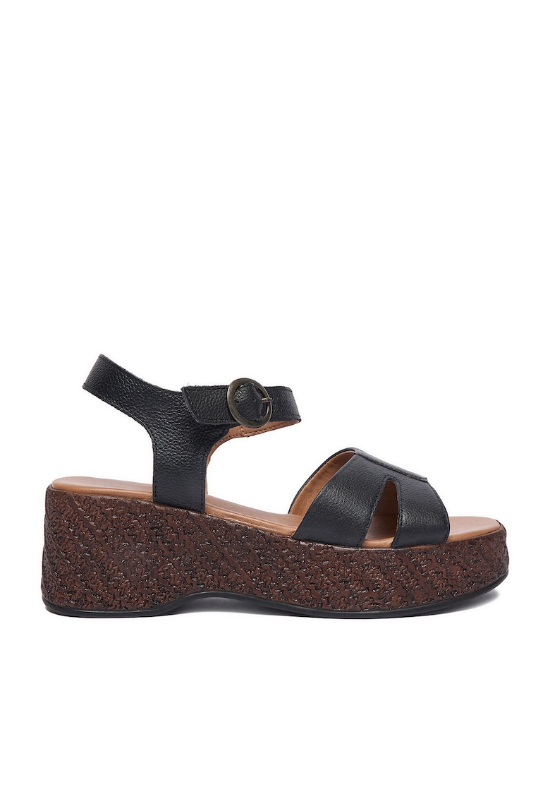 Sandale de dama din piele naturala - Negru