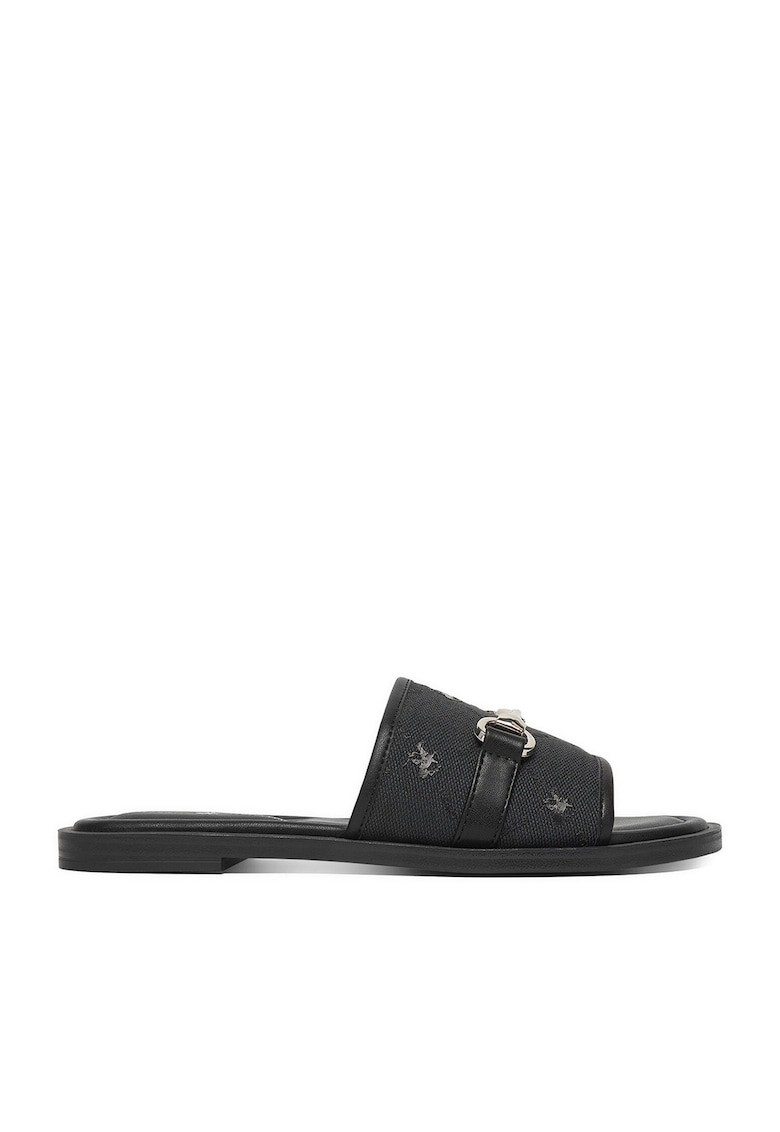 Papuci dama - negru - textil - piele ecologica