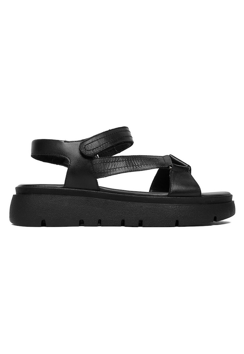 Sandale dama piele naturala - inchidere velcro - Negru