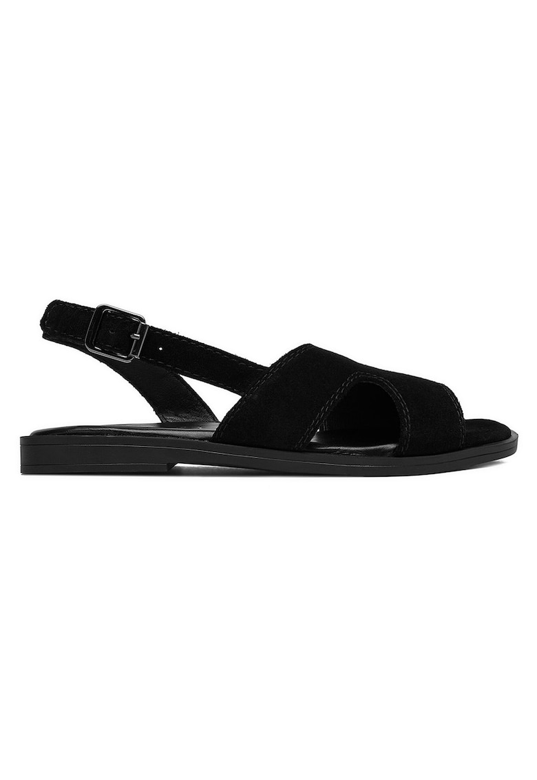 Sandale dama piele intoarsa - inchidere cu catarama - negru - Negru