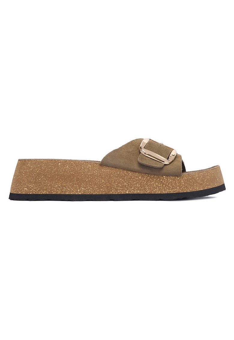 Papuci dama kaki - piele intoarsa