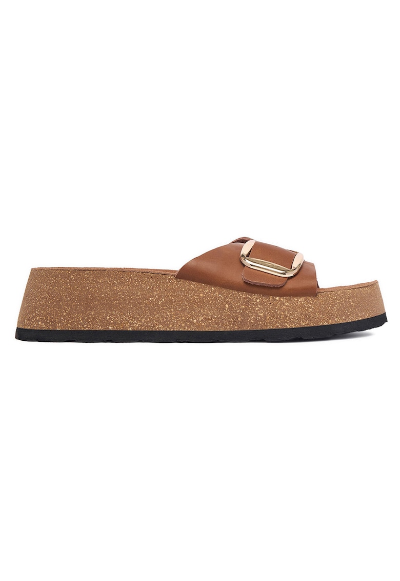 Papuci dama - piele naturala - maro -