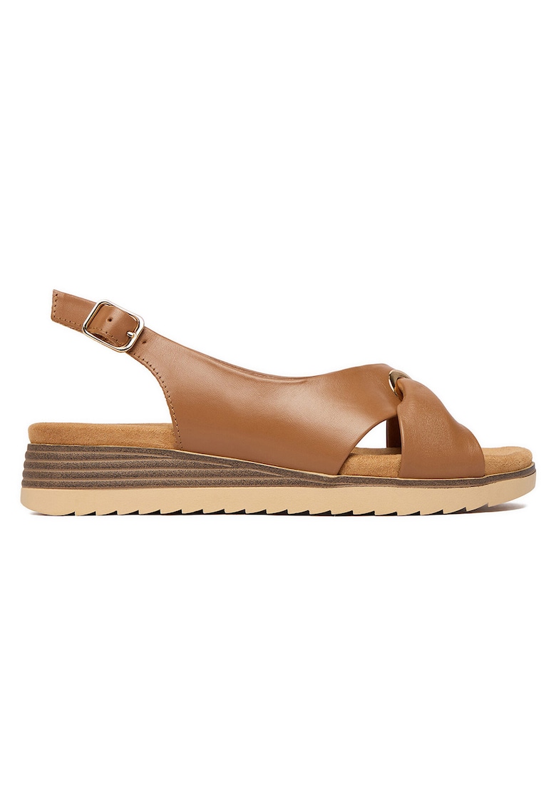 Sandale dama piele naturala - catarama - maro -