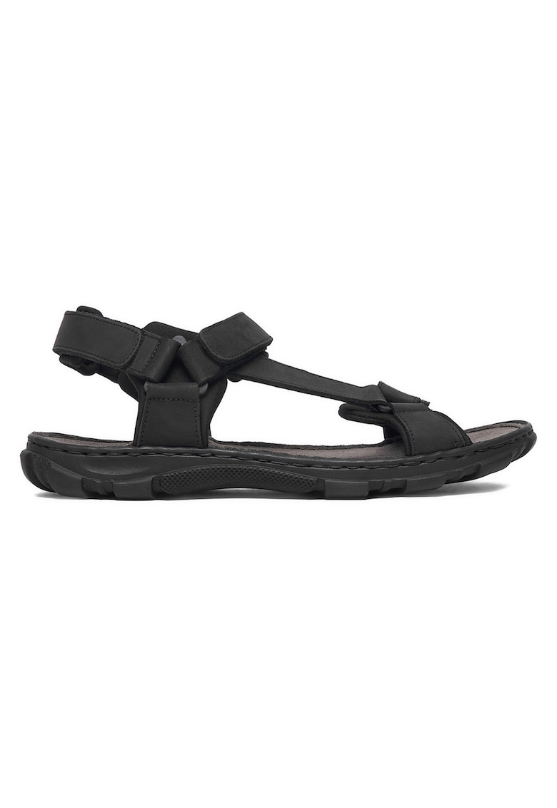 Sandale barbatesti din piele naturala - negru - sistem inchidere Velcro