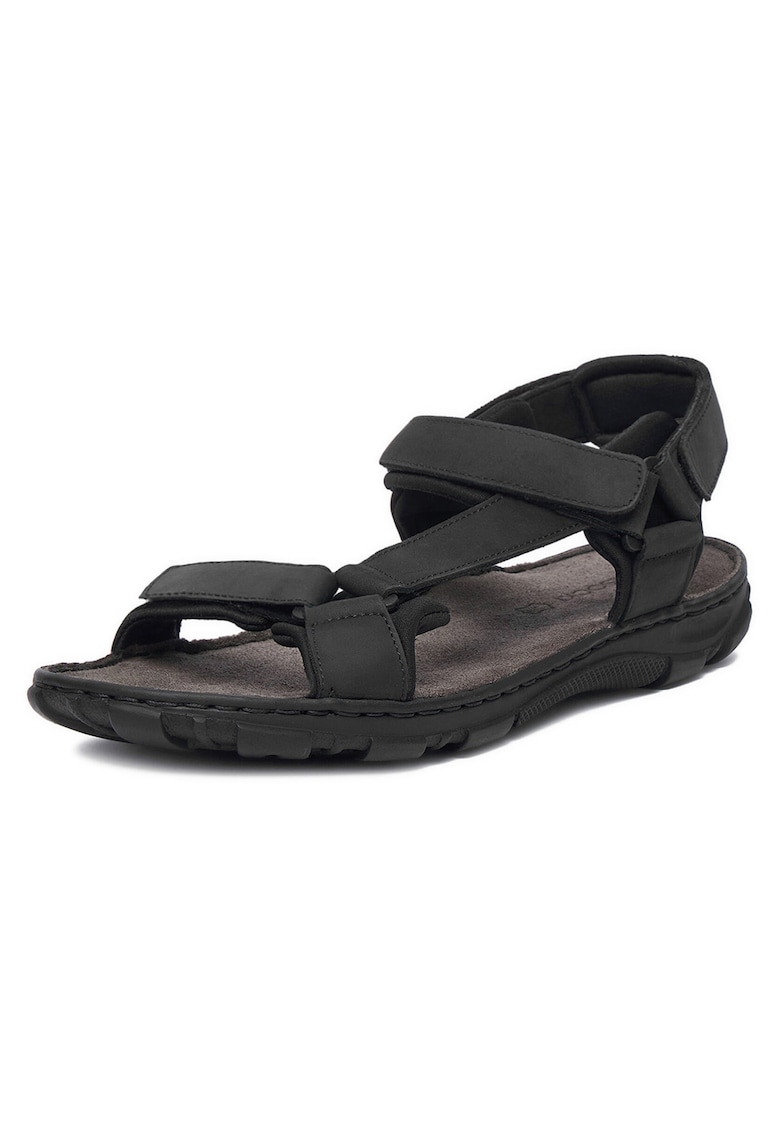 Sandale barbatesti piele nubuc - negru - inchidere cu scai
