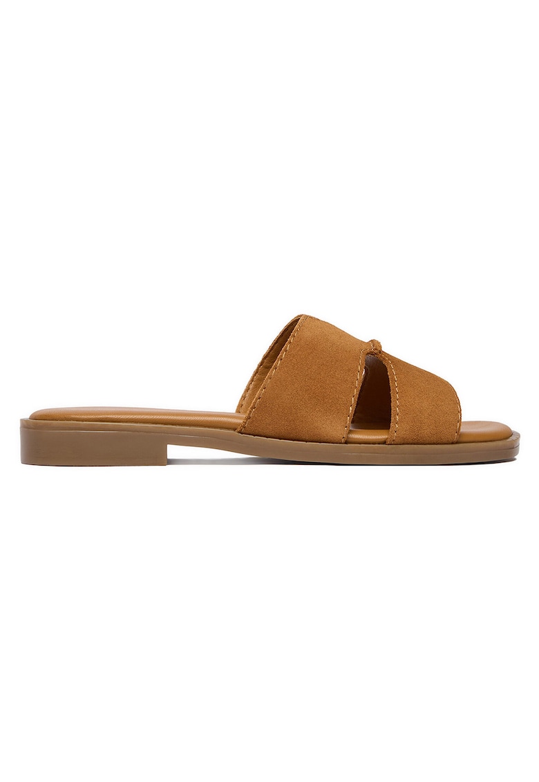 Papuci piele naturala - maro -