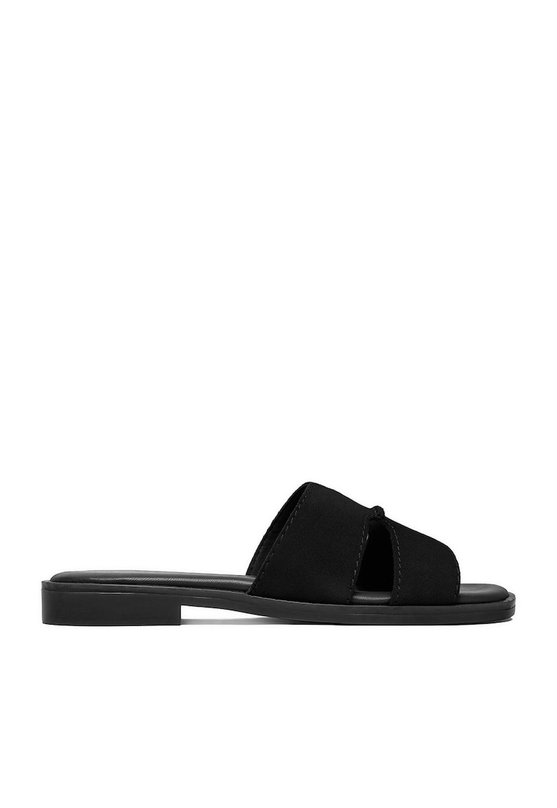 Slapi dama piele intoarsa - Negru
