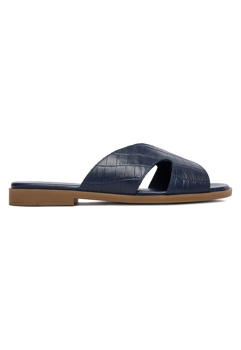 Papuci dama - bleumarin - piele naturala - interior din piele ecologica -