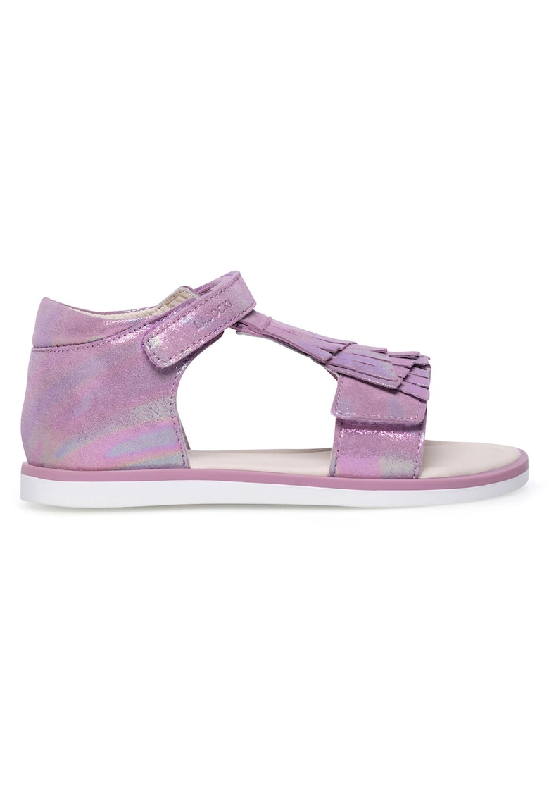 Sandale fete - velcro - violet - piele intoarsa