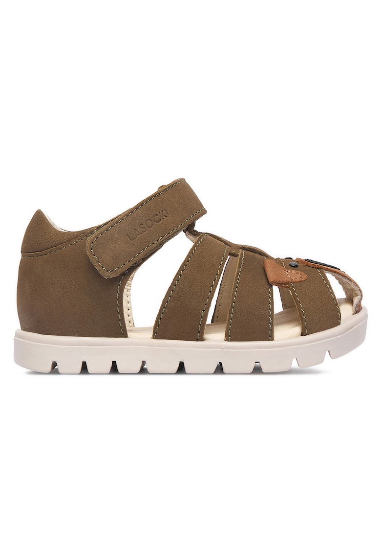 Sandale baieti kaki - piele nabuc - inchidere velcro