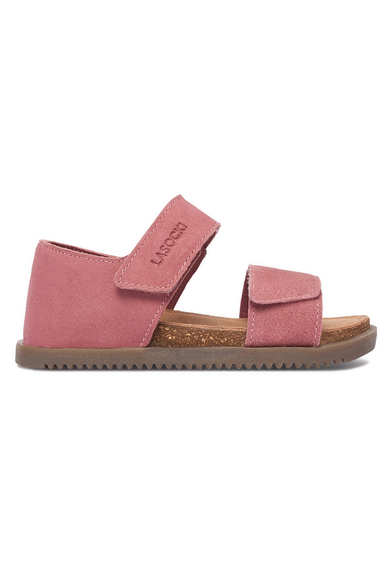 Sandale fete piele intoarsa - roz - inchidere velcro - pentru fete