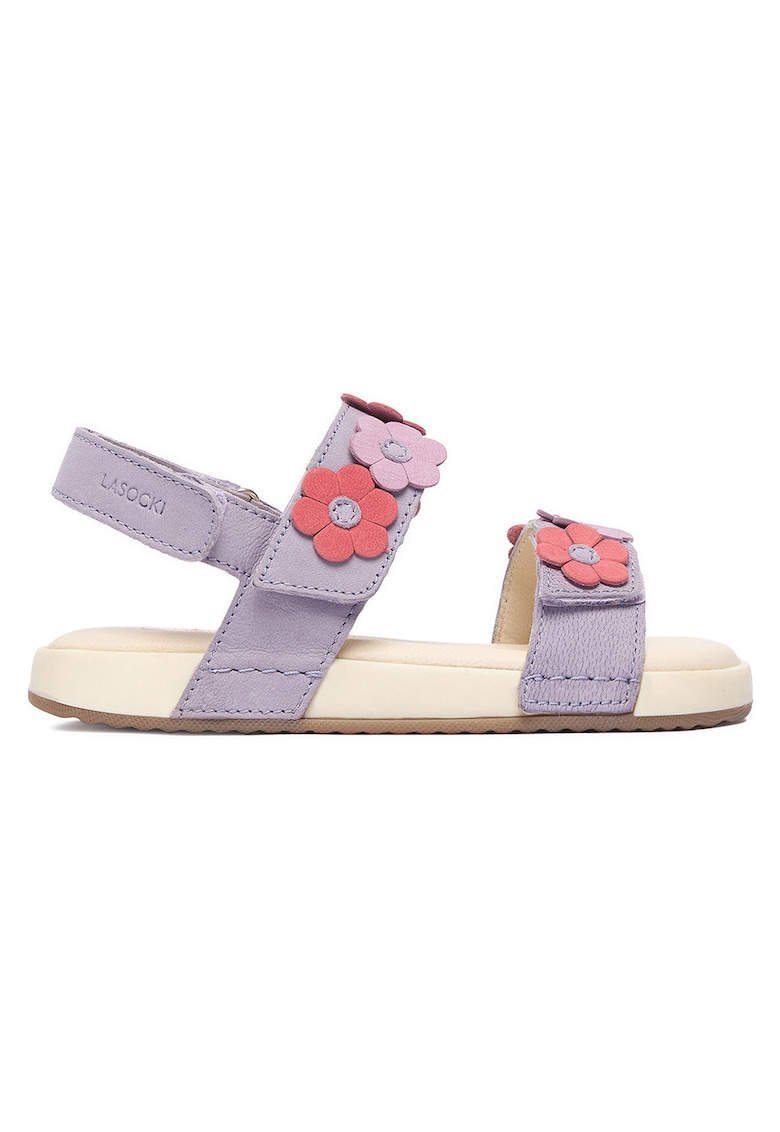 Sandale fete - fetita - velcro - violet - piele naturala
