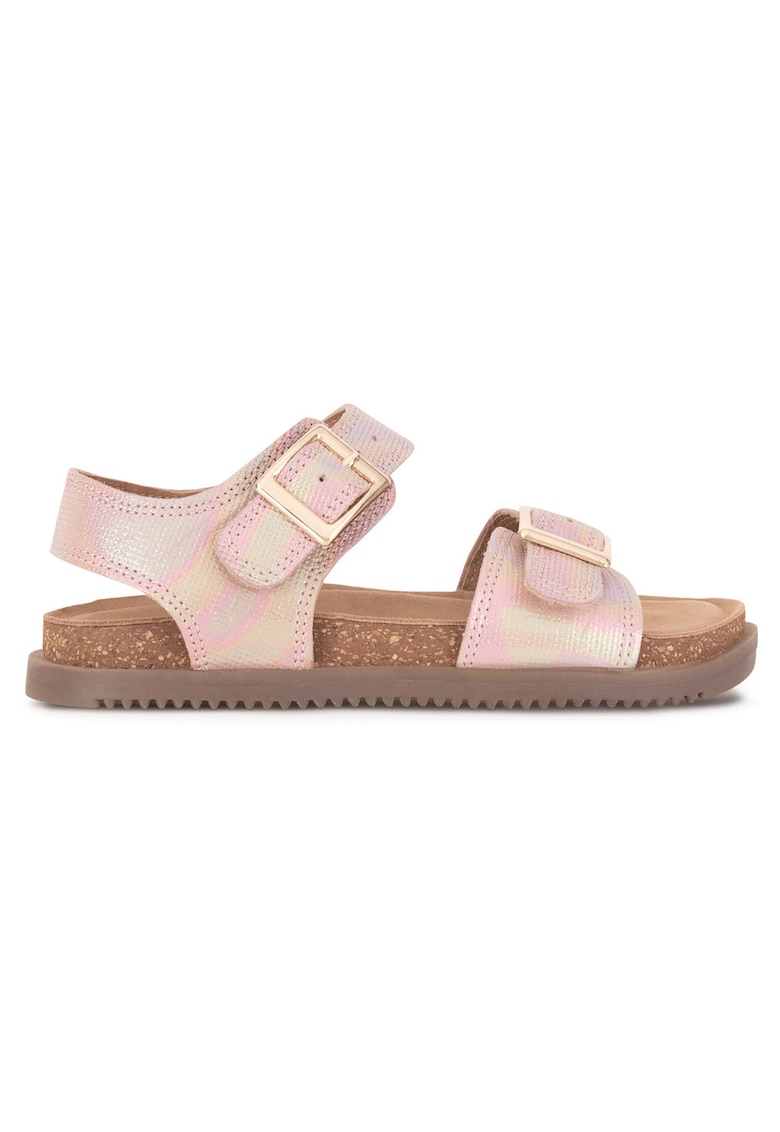 Sandale fete - piele naturala - roz - sistem inchidere Velcro
