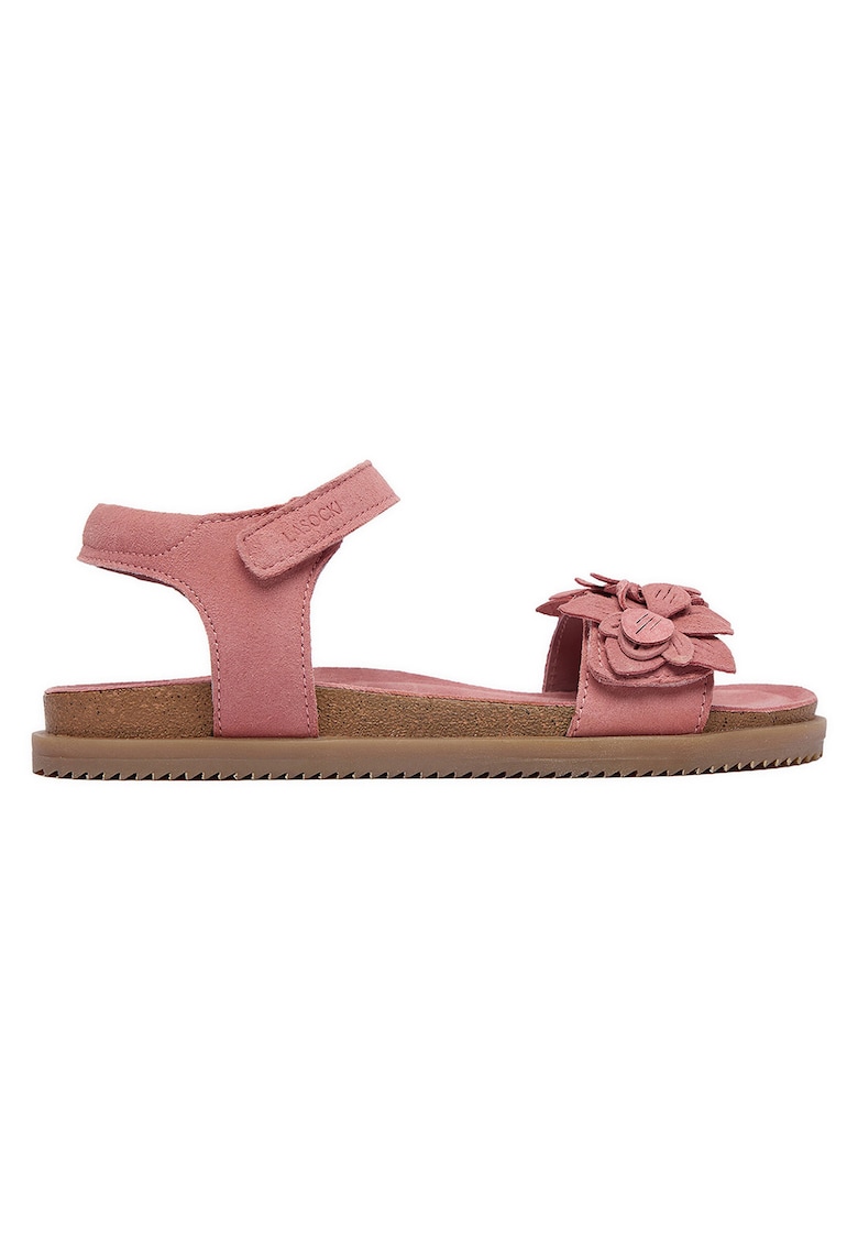 Sandale fete - piele intoarsa - roz - sistem inchidere Velcro