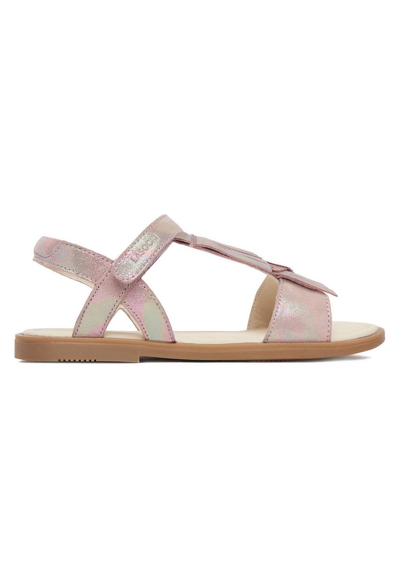 Sandale fete - piele nabuc - violet - sistem inchidere Velcro
