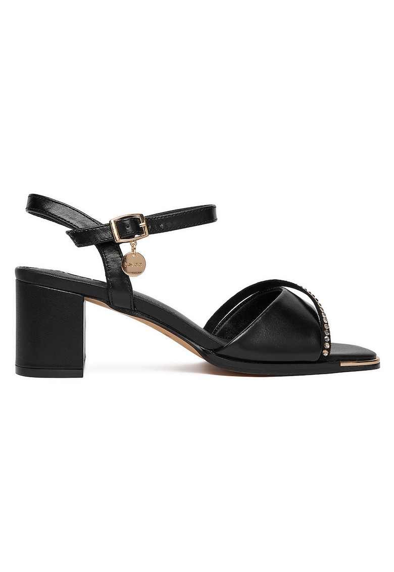 Sandale dama - catarama - piele naturala - negru -