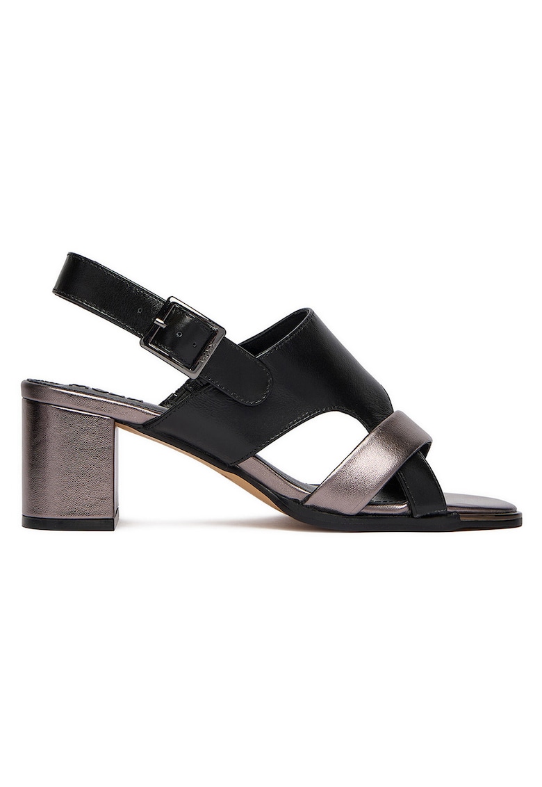 Sandale dama - catarama - piele naturala - negru - Negru