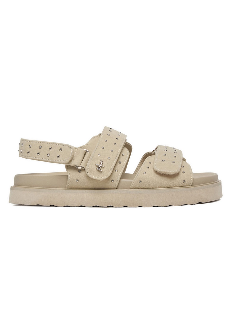 Sandale dama - velcro - bej - piele ecologica