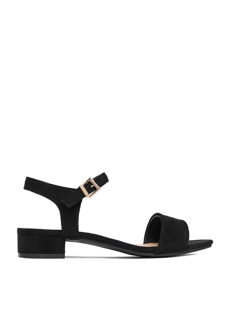 Sandale dama minimalist - toc bloc - negru - material sintetic